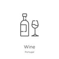 Wine icon vector from portugal collection. Thin line wine outline icon vector illustration. Outline, thin line wine icon for