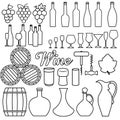 Wine icon vector set. Winemaking illustration sign collection. Wine house symbol or logo. Royalty Free Stock Photo
