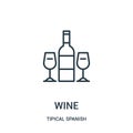 wine icon vector from tipical spanish collection. Thin line wine outline icon vector illustration. Linear symbol for use on web