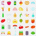 Wine icons set, cartoon style Royalty Free Stock Photo