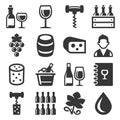 Wine Icons Set on White Background. Vector Royalty Free Stock Photo