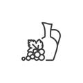 Wine jar and grapes line icon