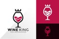 Wine King Logo Vector Design. Abstract emblem, designs concept, logos, logotype element for template Royalty Free Stock Photo