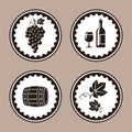 Wine label design with grape and barrel icons Royalty Free Stock Photo