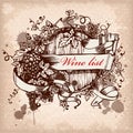 Wine label with grapes on grunge background Royalty Free Stock Photo