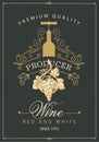 Wine label with a hand-drawn bunch of grapes Royalty Free Stock Photo
