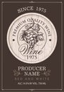 Wine label with a hand-drawn bunch of grapes Royalty Free Stock Photo