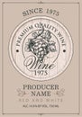 Wine label with a hand-drawn bunch of grapes Royalty Free Stock Photo