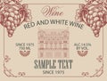 Wine label with grapes and old building facade Royalty Free Stock Photo