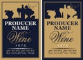 Wine label set with the silhouette of a still life Royalty Free Stock Photo