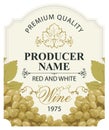Wine labels with realistic bunches of delicious green grapes