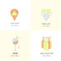 Wine labels templates. Different wine and vineyard design elements