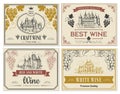 Wine labels. Vintage images for labels old medieval castles and towers architectural objects vector template