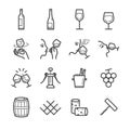 Wine line icons set Royalty Free Stock Photo