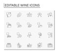 Wine line icons set Royalty Free Stock Photo