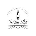 Wine List Bottle Menu Card Design template. Vector Illustration Royalty Free Stock Photo