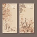 Wine list cards. Menu cards sketch.