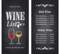 Wine list on a chalkboard background. Best red and white fine wines menu Royalty Free Stock Photo