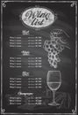 Wine list chalkboard graphic illustration