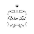 Wine List Glass. Badges and label alcohol icon. Vector