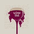 Wine list with wine glass, grape and lorem ipsum Royalty Free Stock Photo