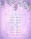 Wine list menu card mockup design decorated bunch of grapes Royalty Free Stock Photo