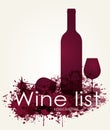 Wine list with red wines