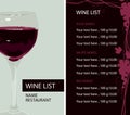 Wine list with wineglass, grapevine and price list Royalty Free Stock Photo