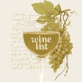 Wine list with wineglass, grape and lorem ipsum Royalty Free Stock Photo