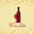 Wine list vector vintage poster with grape leaves Royalty Free Stock Photo