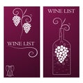 Wine list. A vine with clusters of grapes. A bottle of wine Royalty Free Stock Photo