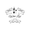 Wine list. Wine bottle glass. Alcohol. Bar, restaurant, wine list. Alcoholic drink. Vector.