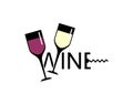 Wine logo. Glasses of wine sign icon liquor store. Red and white wine Royalty Free Stock Photo