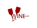 Wine logo. Glasses of wine sign icon liquor store. Red and white wine Royalty Free Stock Photo