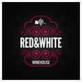 Wine logo red and white label design background Royalty Free Stock Photo