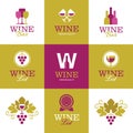 Wine logos, icons, signs and symbols Royalty Free Stock Photo