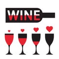 Wine love - flat style icons Royalty Free Stock Photo