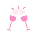 Wine love Icon solid pink white style valentine illustration symbol perfect