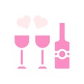 Wine love Icon solid pink white style valentine illustration symbol perfect