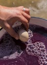 Wine-making. Using a chicken egg to determine the sugar level in the must. Harvest home. The ancient folk tradition of grape