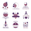 Wine making and vineyard, viticulture logotypes