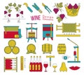 Wine making and wine tasting flat design elements Royalty Free Stock Photo
