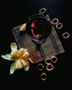 Wine and Mandarin Royalty Free Stock Photo