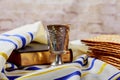 wine and matzoh jewish passover bread matzo Royalty Free Stock Photo