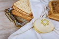 wine and matzoh jewish passover bread Passover matzo Royalty Free Stock Photo