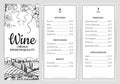 Wine menu. Wine card template. Vector grape sketch, drink menu template Royalty Free Stock Photo