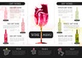 Wine menu design with alcohol ink texture. Marble texture background Royalty Free Stock Photo