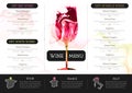 Wine menu design with alcohol ink texture. Marble texture background Royalty Free Stock Photo