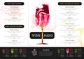 Wine menu design with alcohol ink texture. Marble texture background Royalty Free Stock Photo