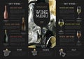 Wine menu design with alcohol ink texture. Marble texture background Royalty Free Stock Photo